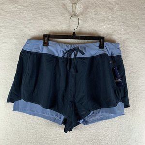Spalding Running Shorts Women's 2X Navy/Blue‎ Polyester Active Mesh Overlay 6921